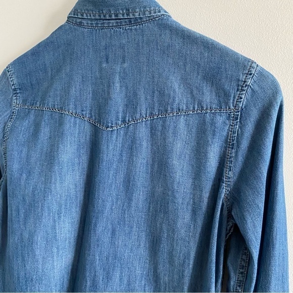 Gap Two Pocket Western Denim Button down Shirt Medium Indigo - Picture 9 of 14